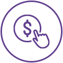 Hand clicking money sign icon