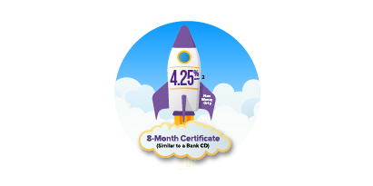 Rocket ship with 4.25% APY graphic