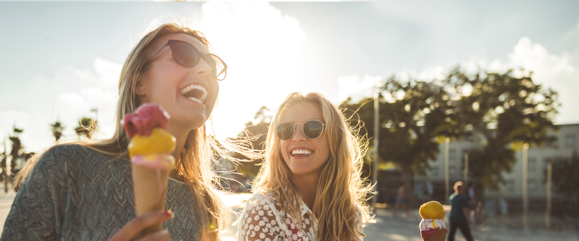 Two friends enjoying ice cream together