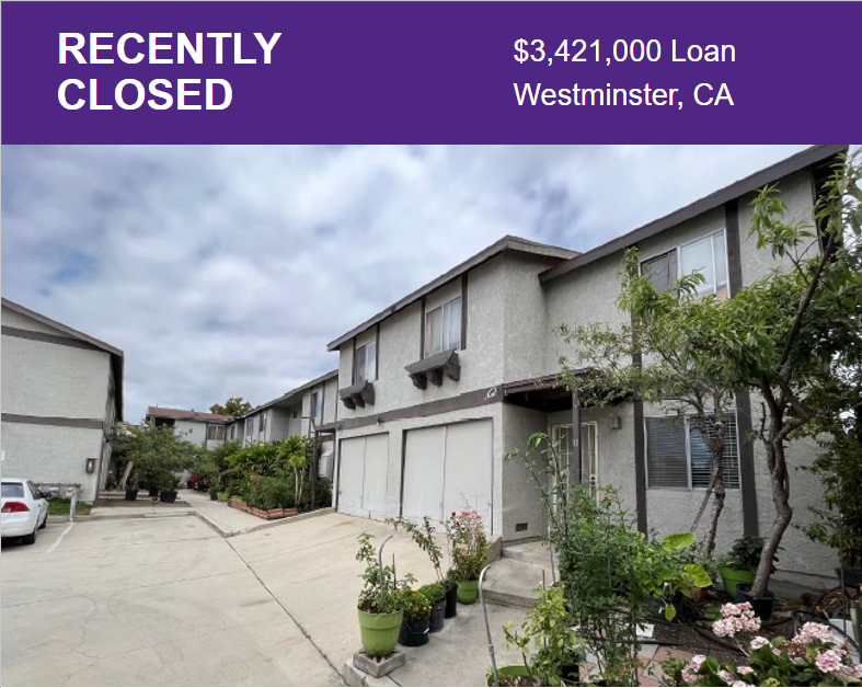 Recently closed multifamily property. $3,421,000 Loan in Westminster, CA
