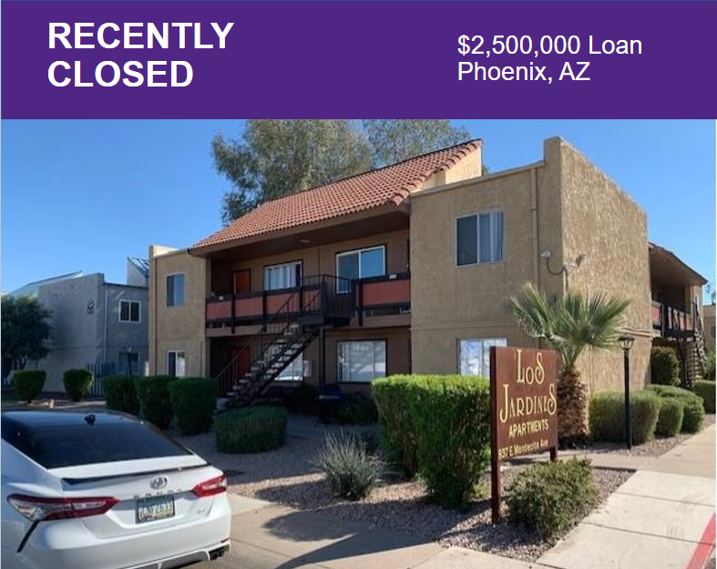 Recently closed multifamily property. $2,500,000 Loan in Phoenix, AZ