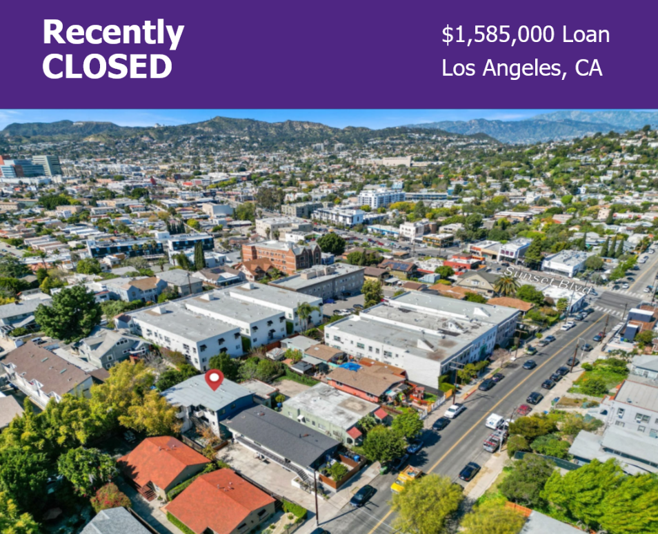 Recently closed multifamily property. $1,585,000 Loan in Los Angeles, CA