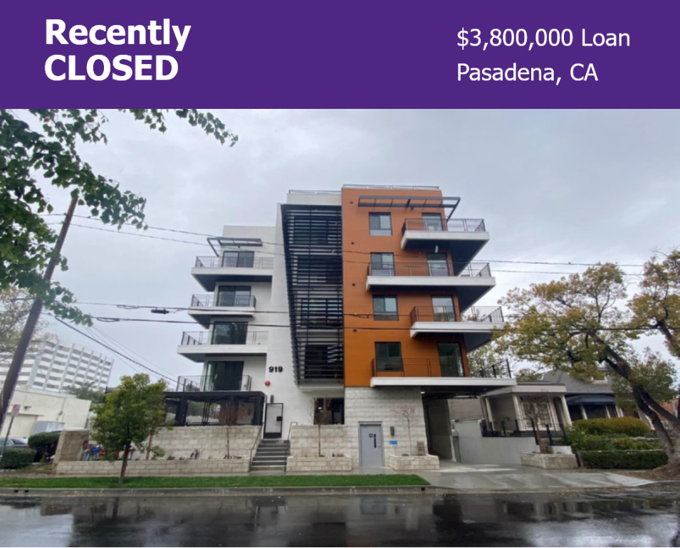 Recently closed multifamily property. $3,800,000 Loan in Pasadena, CA