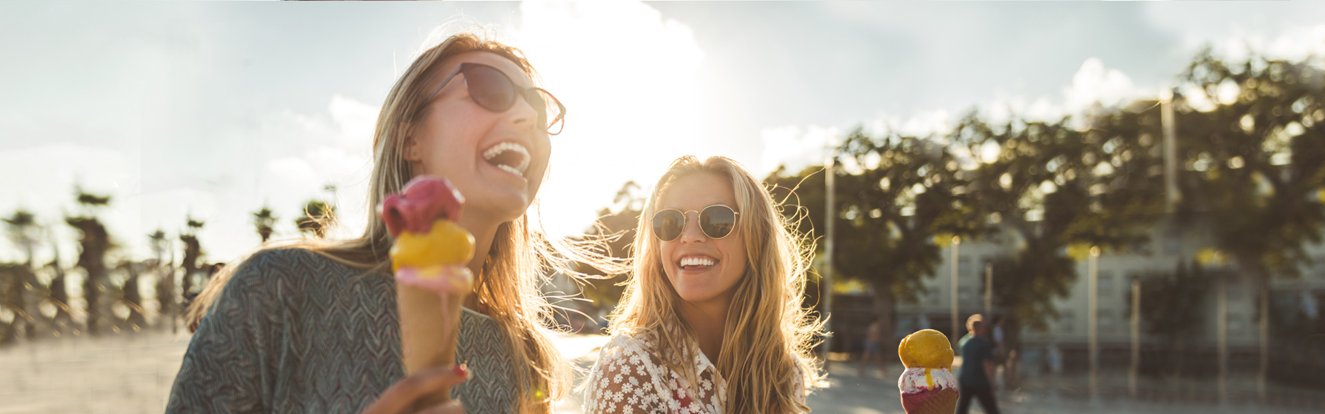 Two friends enjoying ice cream together